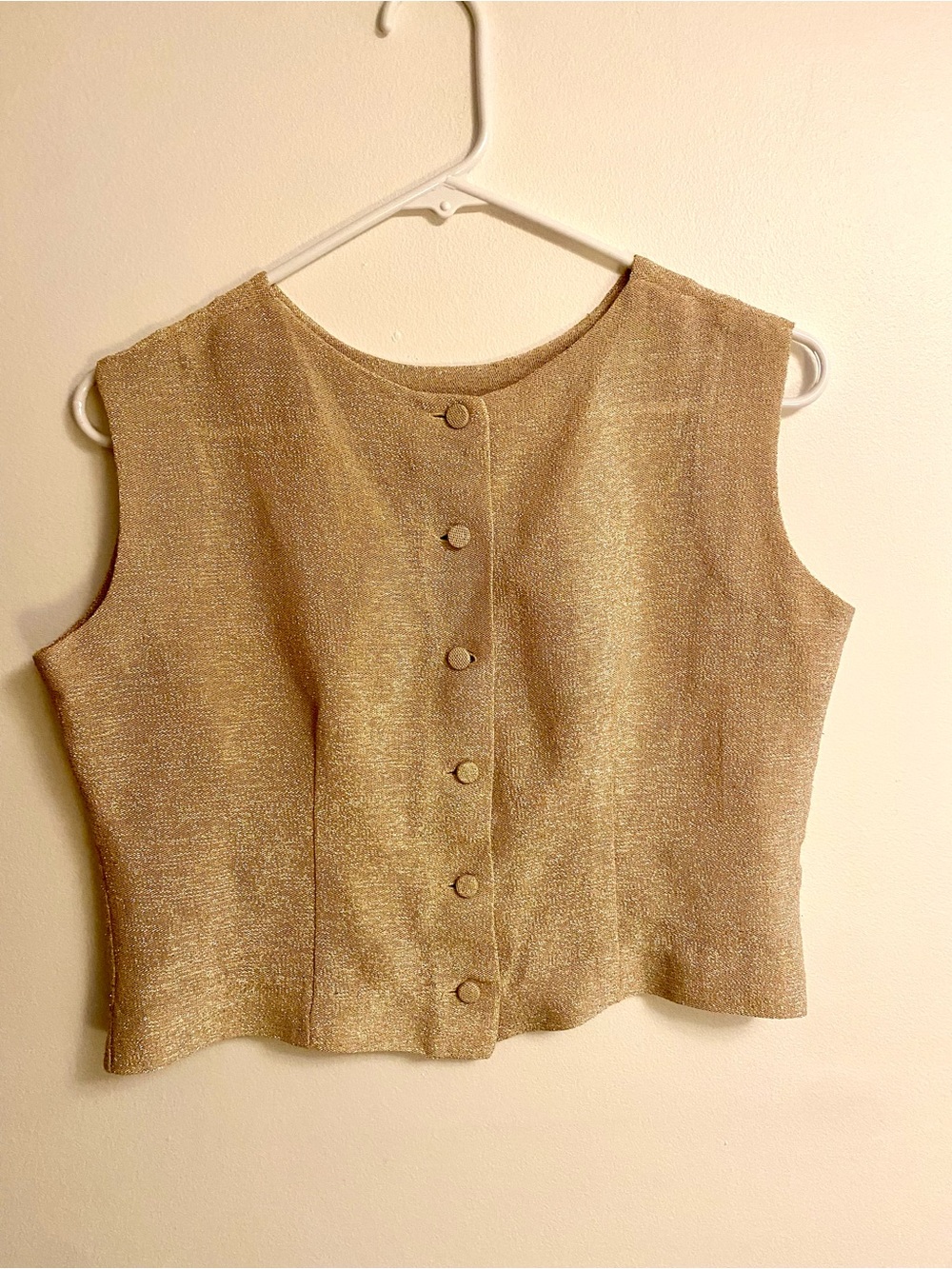Gold Sleeveless Button-Front Women's Top